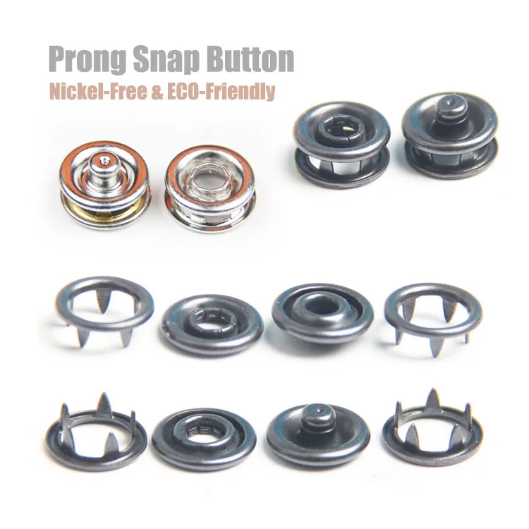 Gun Metal Finish Brass Metal Prong Ring Snap Button for baby clothing brass prong snap button
