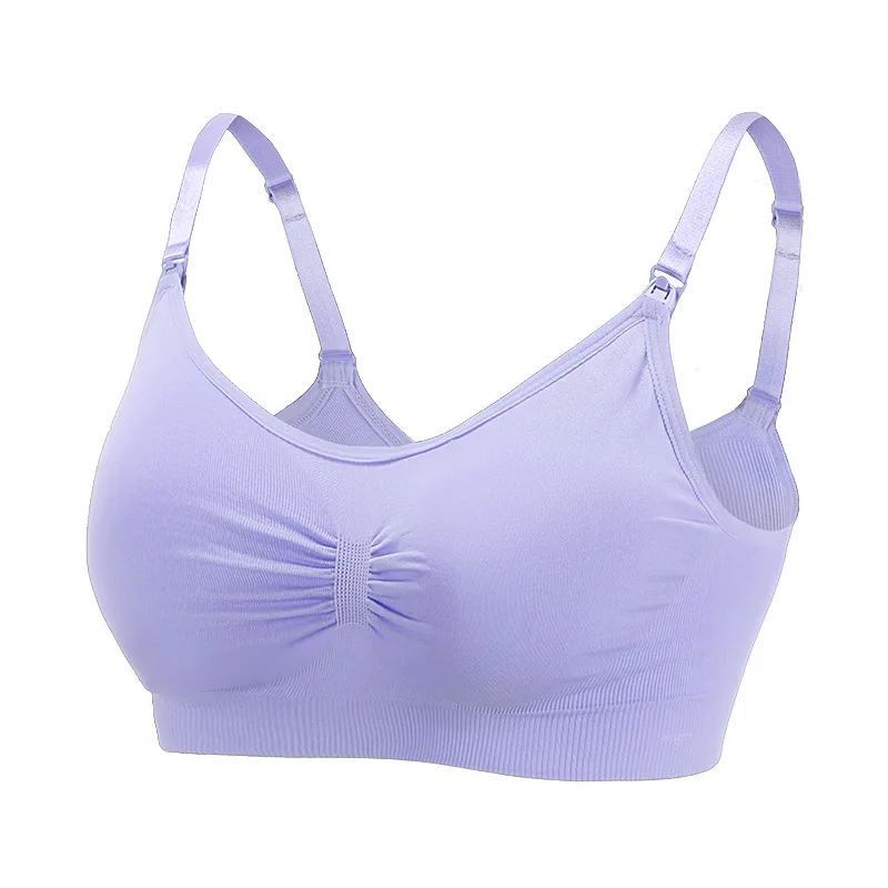 Custom Logo Wholesales Lactation Breastfeeding Pumping Pregnant Mother Front Open Wireless Wrinkled Maternity Nursing Bra