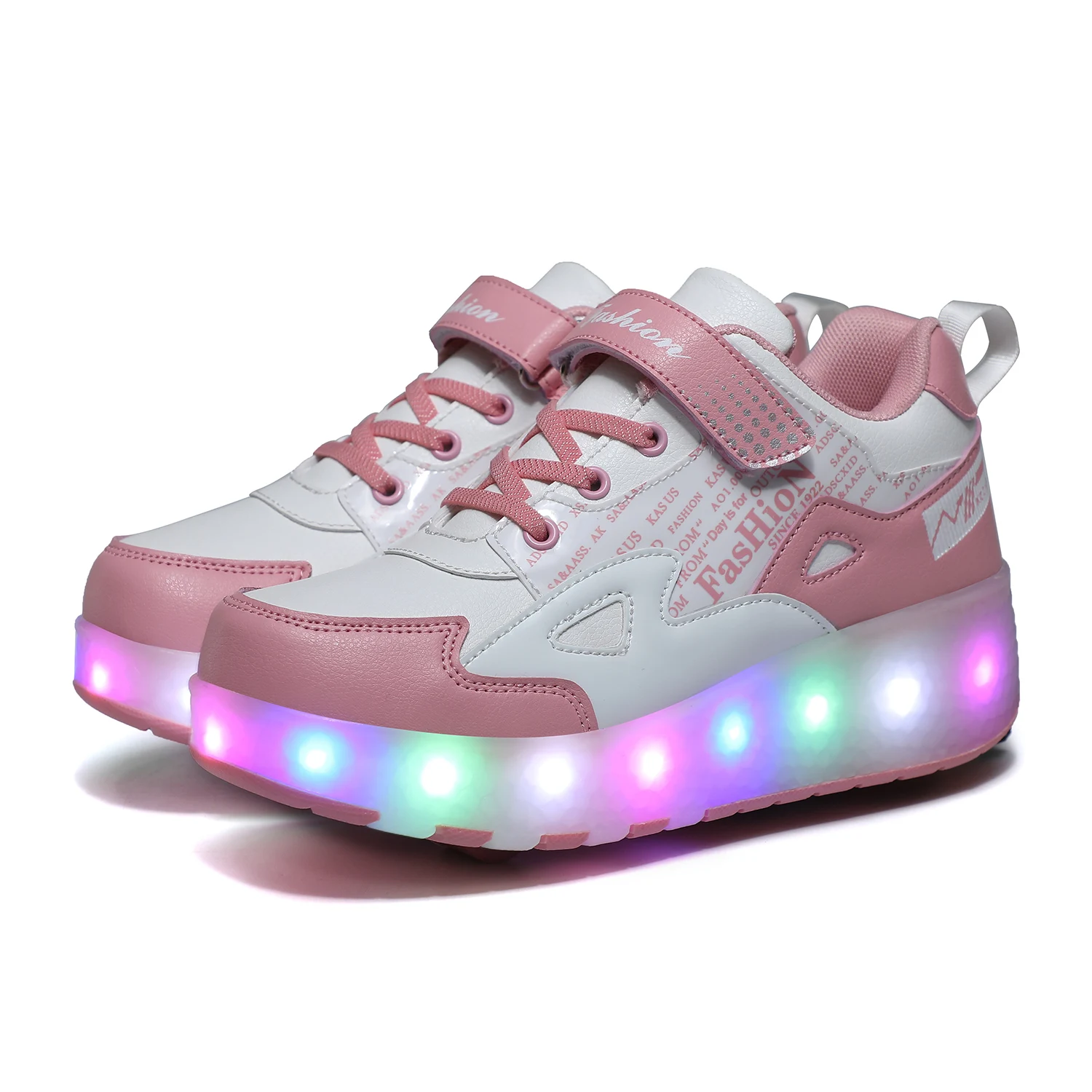
Kids Kick Roller Skating Shoes Retractable Kick Roller Shoes Double wheels LED Light USB Charging 