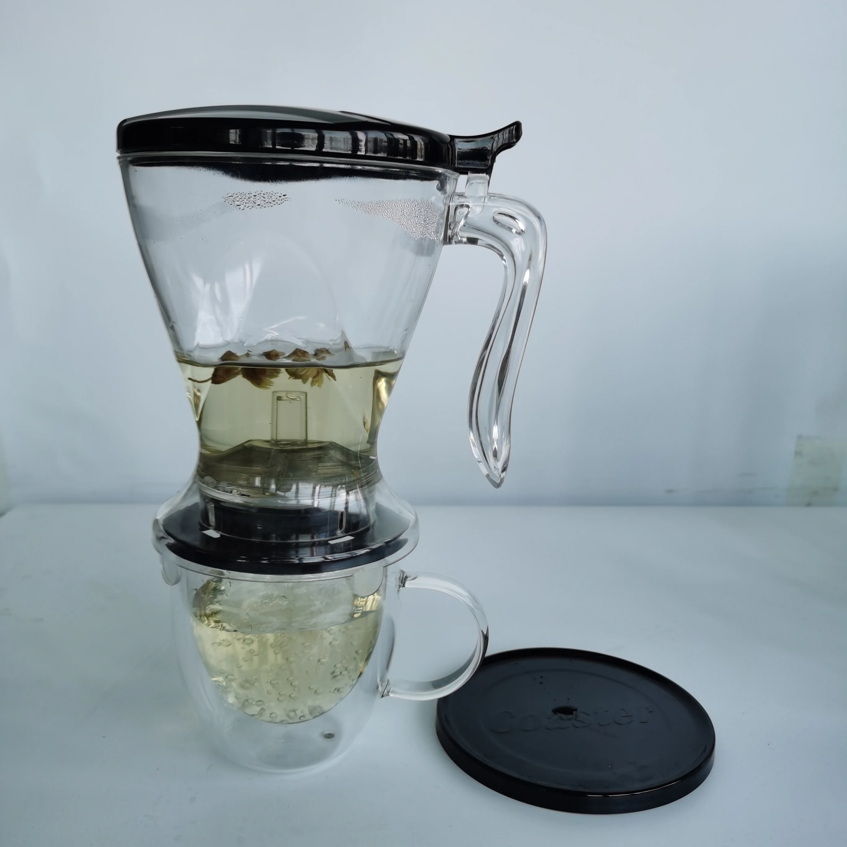 400ml 14oz Transparent Handy Brew Coffee Tea Maker Perfect Magic Borosilicate Glass Teapot Bottom Dispensing Tea Pot with Filter