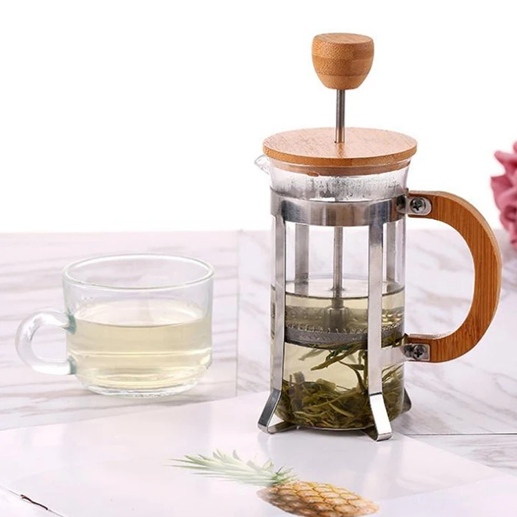 OEM Service Glass Coffee French Press Borosilicate Glass Tea Infuser Metal Lid Glass Drinkware