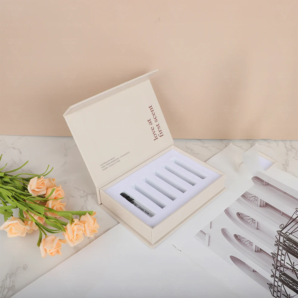 Newest Cardboard Make Perfume Sample Gift Set Storage Packaging Luxury Gift Set Book Shape Box Packaging Perfume Sample Box