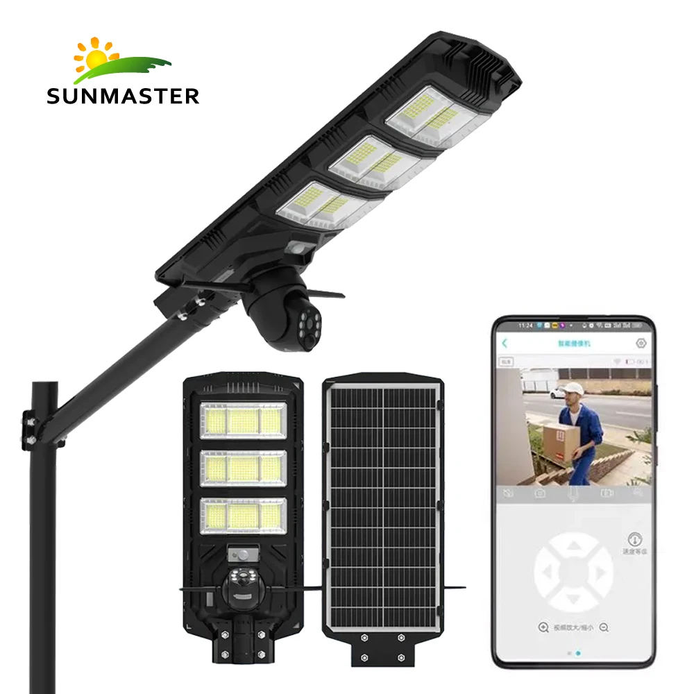 Solar Street Light With Cctv Camera 4G Lampara Solar Sm-015 With Cctv Wifi Camera 4G