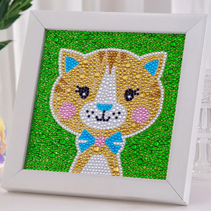 DIY Diamond Painting Kits Kids Anime Tiger Cartoon Cat Animal Diamond Painting Children DIY Painting Frame Home Decor