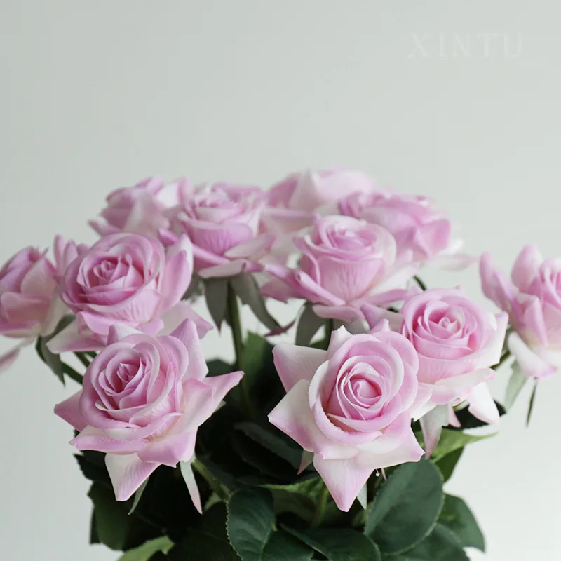 Lower Price wholesale Rose Artificial Flower Garland Silk Long Wedding Bouquet Hanging Bush Flowers by women