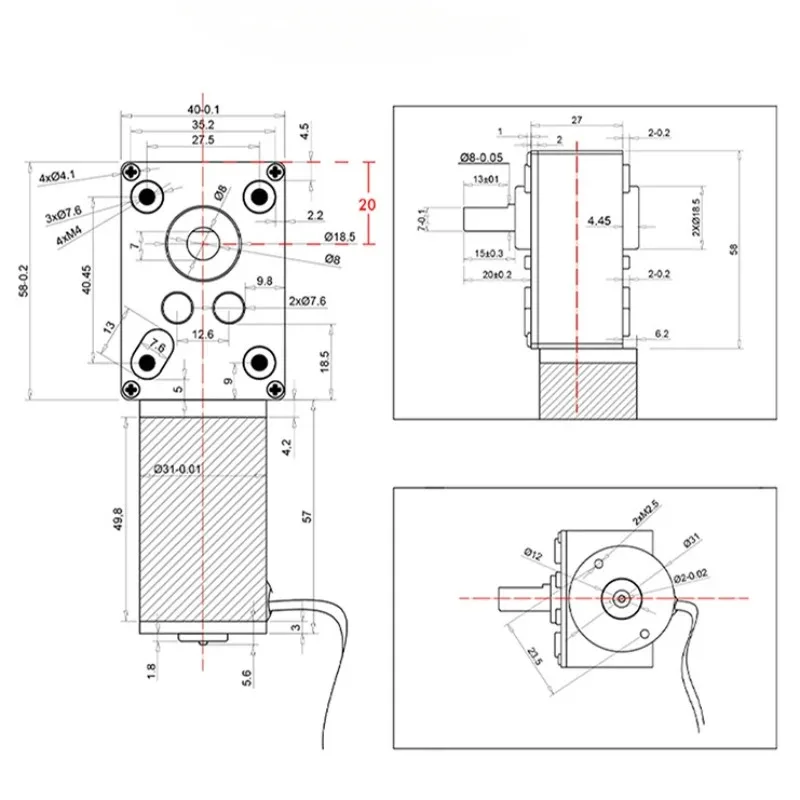 5840-31ZY Worm Gear Motor DC 12V/24V 7RPM~470RPM Speed Adjustable DC Gear Motor Miniature Small Motor High Torque High Power 5.0