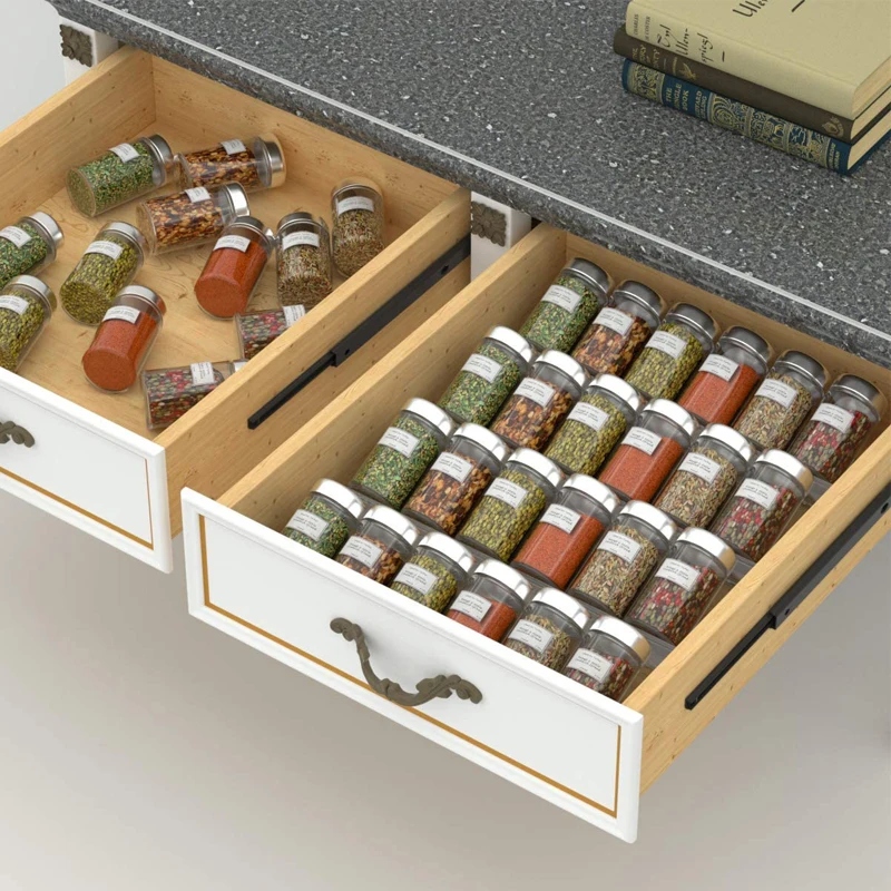 Acrylic Spice Rack Tray - 4 Tier Spice Drawer Organizer for Kitchen Cabinets 1 Pack Clear