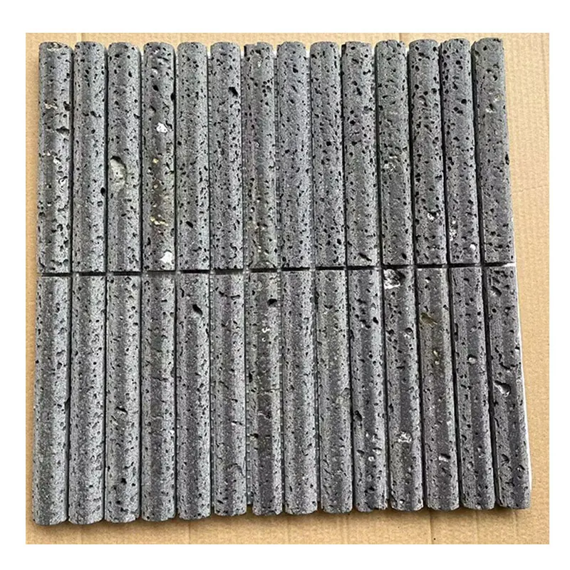 Grey Marble Curve fluted Marble Tiles Pencil trim door panels customized fluted travertine stone mosaic wall tiles shower
