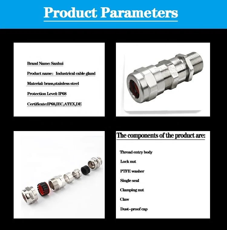 Free Sample m40x15 dual-sealing cable glands explosionproof cable gland india