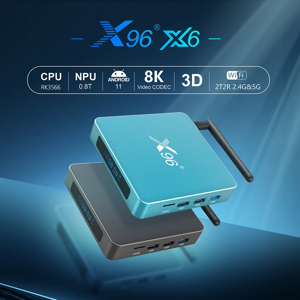  Новое поступление X96 X6 Android 11 2 4 и 5 ГГц двухдиапазонный Wi-Fi четырехъядерный ГБ 8 ОЗУ 16 32 64 Гб ПЗУ