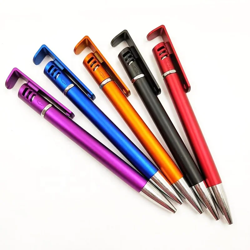Custom logo printed plastic stylus ball pen promotional stylus touch pen with phone holder for office