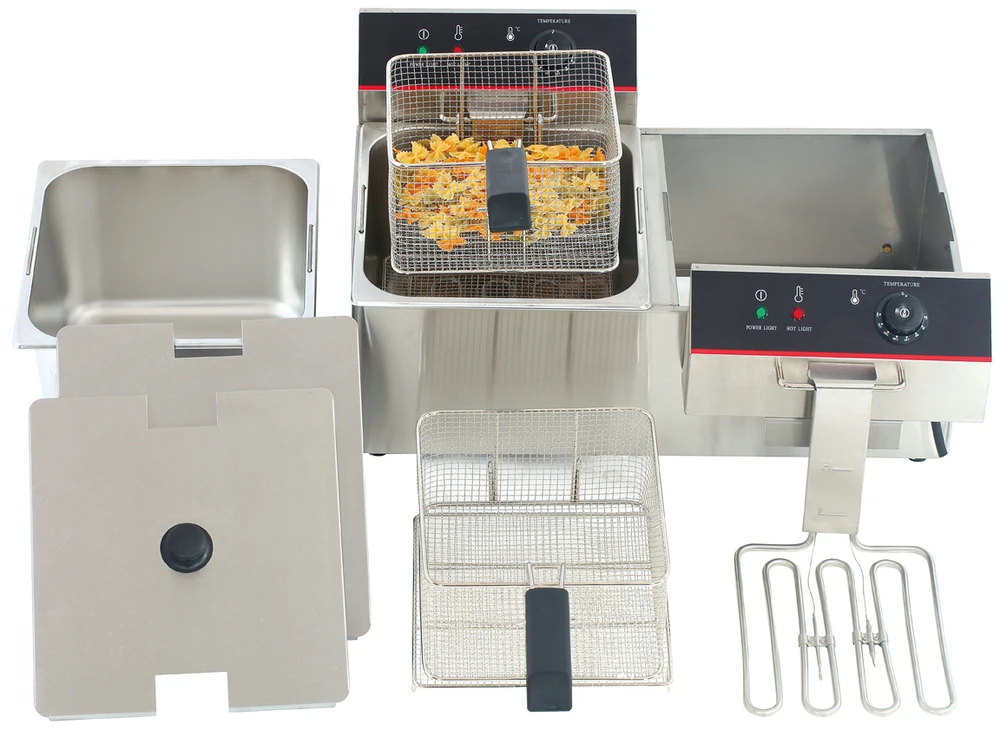 China professional fully automatic electric double tanks and baskets industrial deep fryer