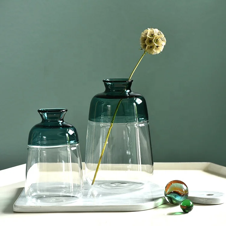 Bixuan Vases Mixed Turquoise Clear Glass Single Flower Arrangement Mini Bud Vase Table Decor Centerpieces Aromatherapy Bottle