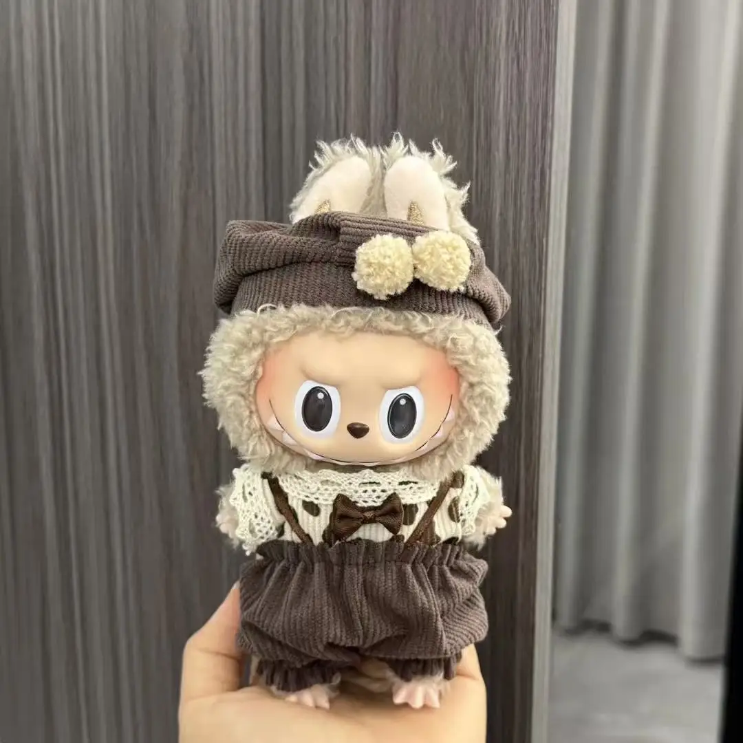 Labubu 17cm Unisex Vinyl Doll Cute Climbing Dress Plush Toy with Plastic Clothes Unisex Vinyl Dolls & Accessories