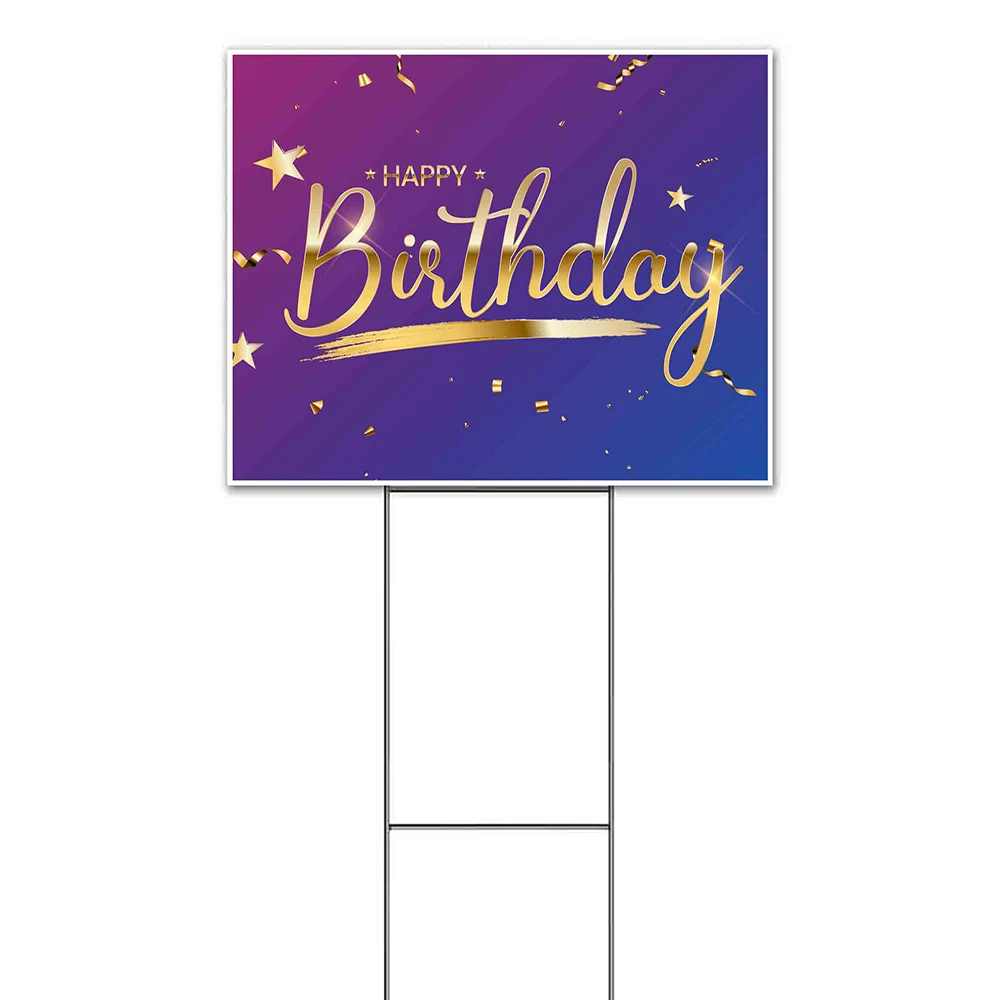 Customized Uv Ink Yard Sign Corrugated Plastic Printed Front & Back With Metal Ground Stake Included For Rent Sign