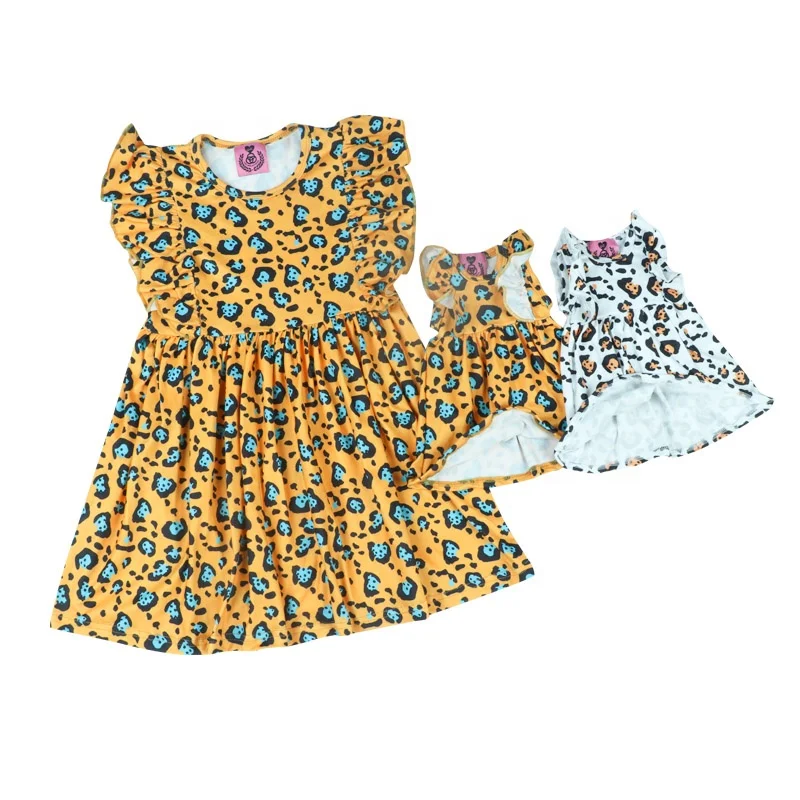 baby clothes for girls leopard night dress for 6 to 14 years little girls flutter top  baby girl and doll dresses