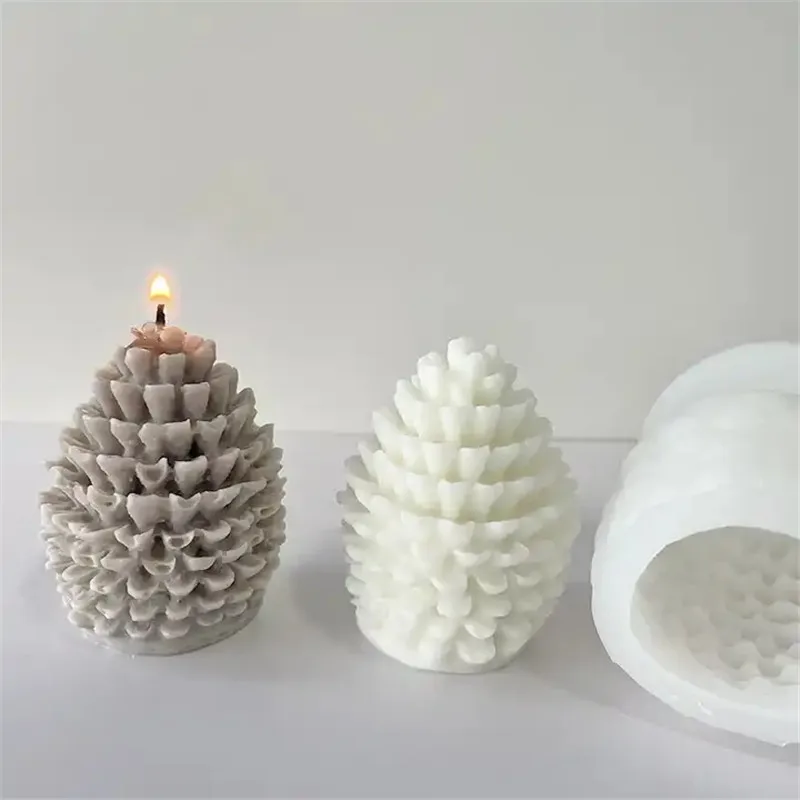 Y1043 Handmade 3D Christmas Pine Cone Silicone Resin Molds Christmas Tree Silicone Candle Mold
