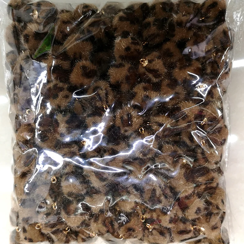 Cheap 15mm Leopard Print Fur Ball Beads Handmade Accessories Colorful Round Pendants For DIY Earring Necklace Pendant