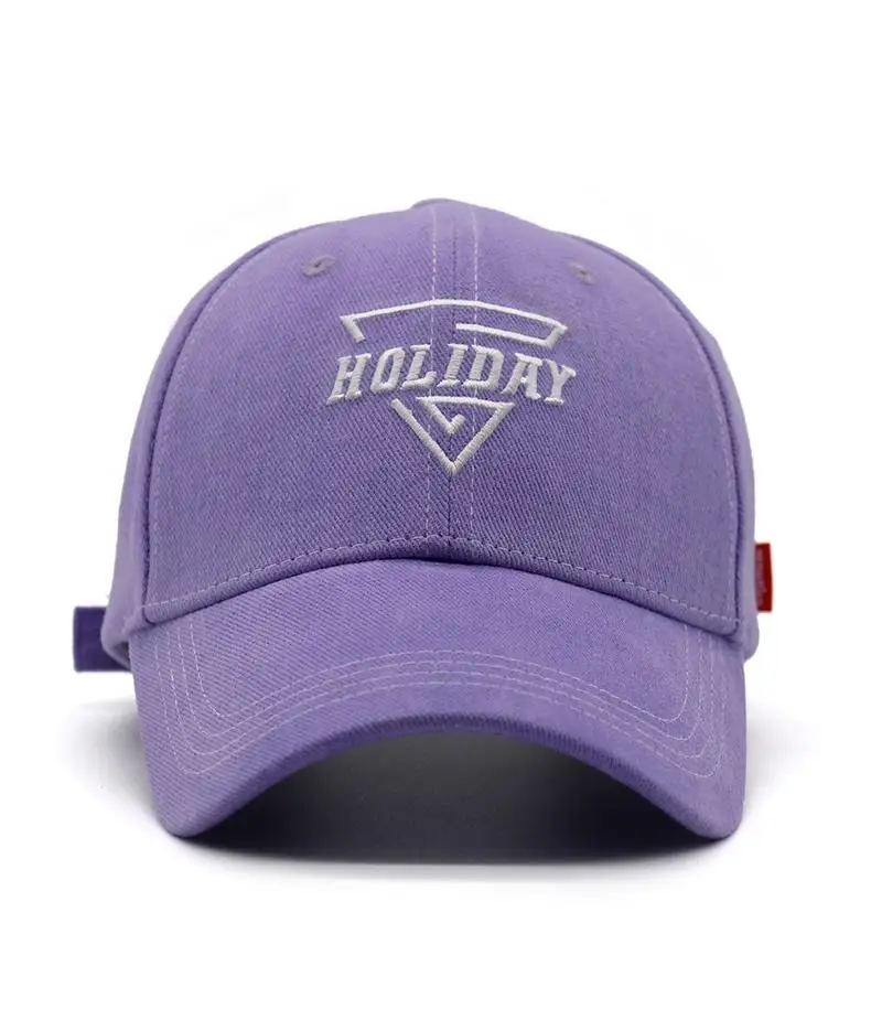 Custom Adjustable Size Purple Twill Curved Brim Denim Fabric Baseball Cap for Outdoor Use