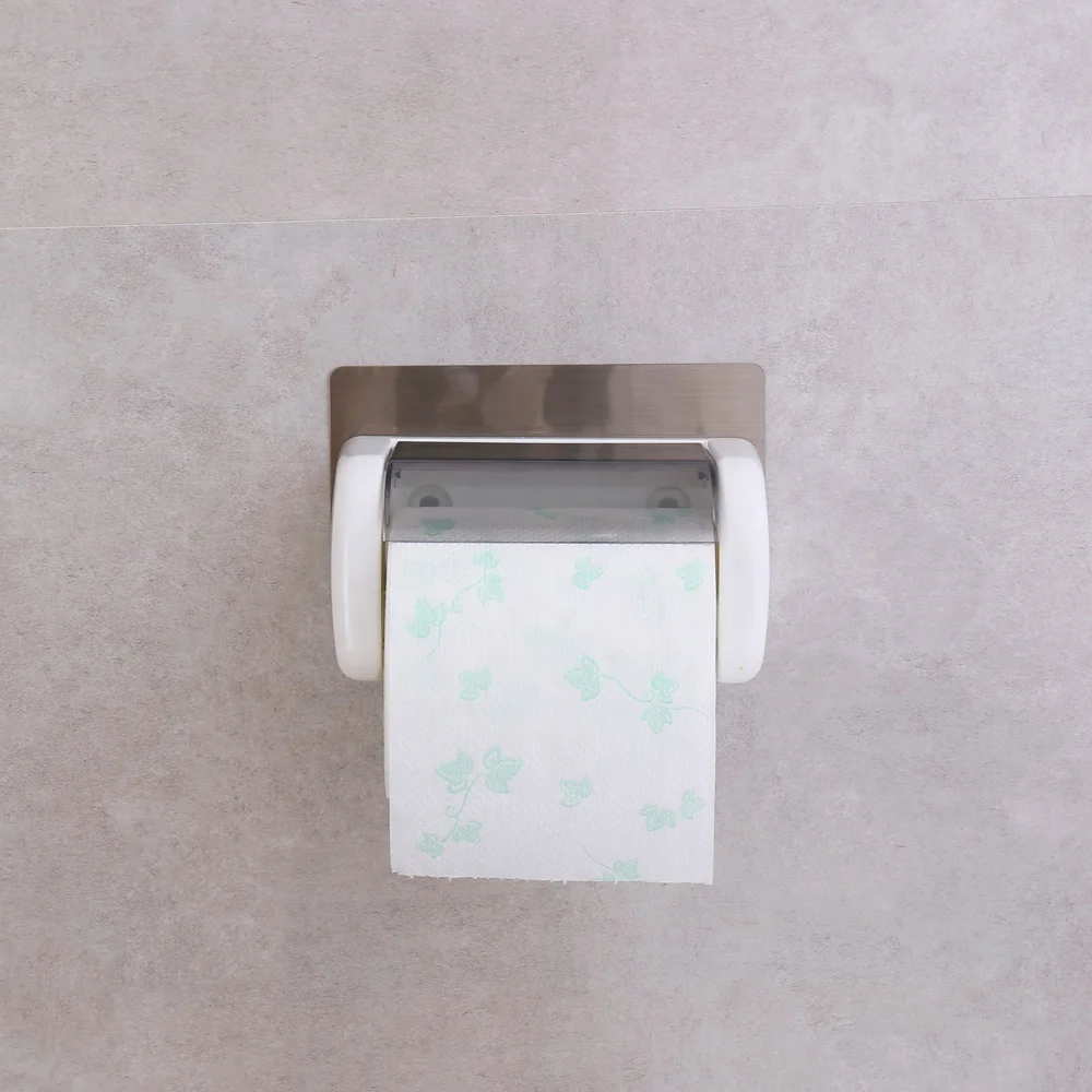 Toilet Paper Holder Adhesive Roll Toilet Paper Dispenser with Phone Shelf Wall Mounted Toilet Tissue Holder