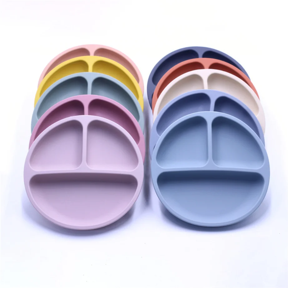 2021 Food Safe Fashion Dinner Feeding Placemat Gift Organic Silicone Baby Toddler Kid Dining Section Plate For Children
