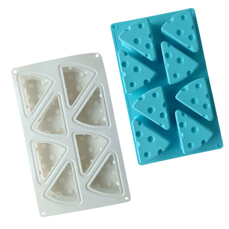 3d  8 Holes Cheese Shaped Silicone Cake Molds Non-stick Dessert Mousse Chocolate Cookies Pastry Molds  Cake Decorating Mould