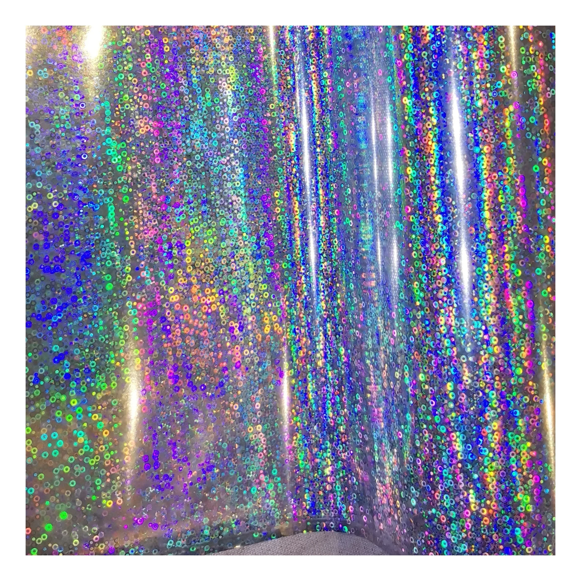 New listing circles pattern good quality holographic PET partial new laser hot stamping foil seamless textile decorative film