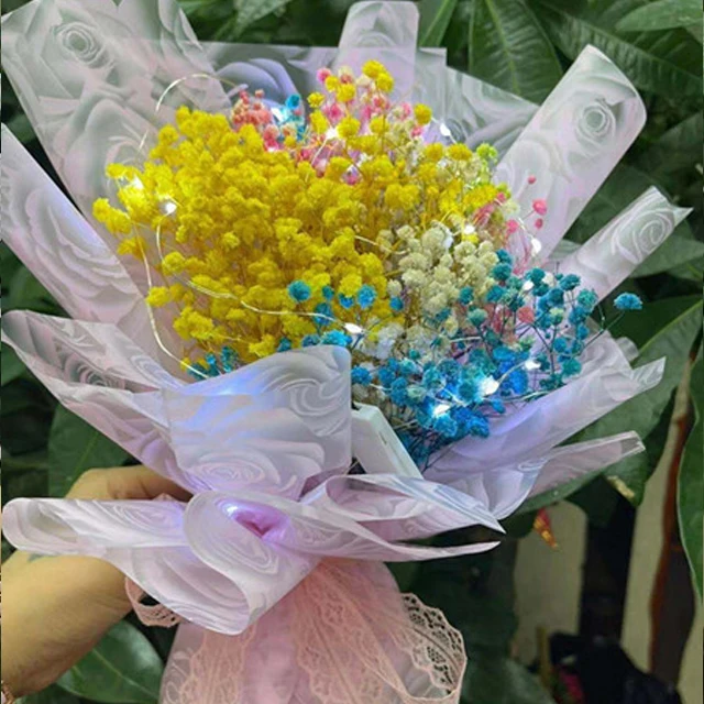 custom floral bouquets tissue roll paper packing transparent plastic waterproof flowers wrapping paper packaging