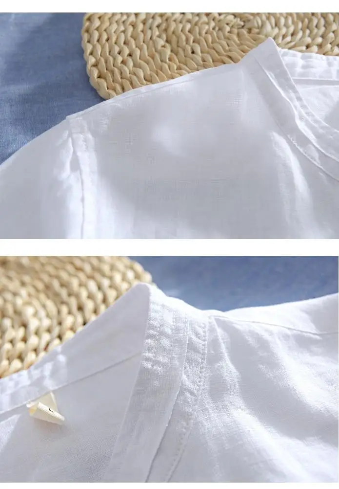 OEM индивидуальная Высококачественная Мужская рубашка из льняной ткани, мужская рубашка с длинным рукавом без рисунка, комплект из 2 предметов