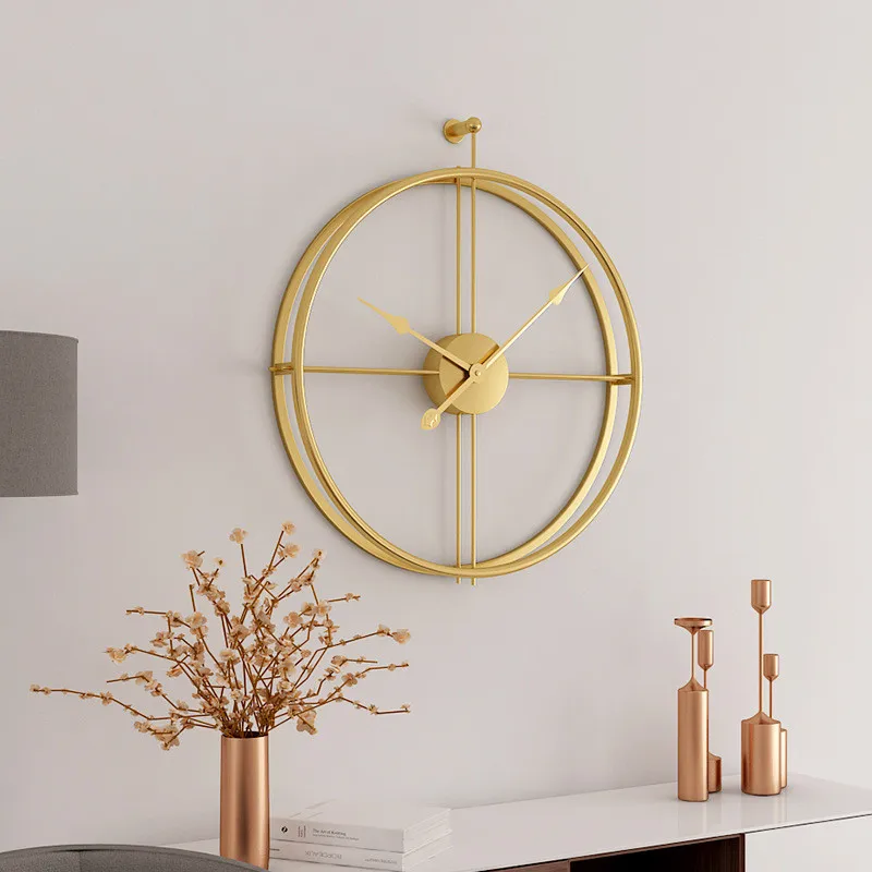 Giant Luxury Wall Clock Metal Lron Minimalist Industrial Style Quiet Golden 3D Clocks Reloj Pared Home Decoration Modern Design