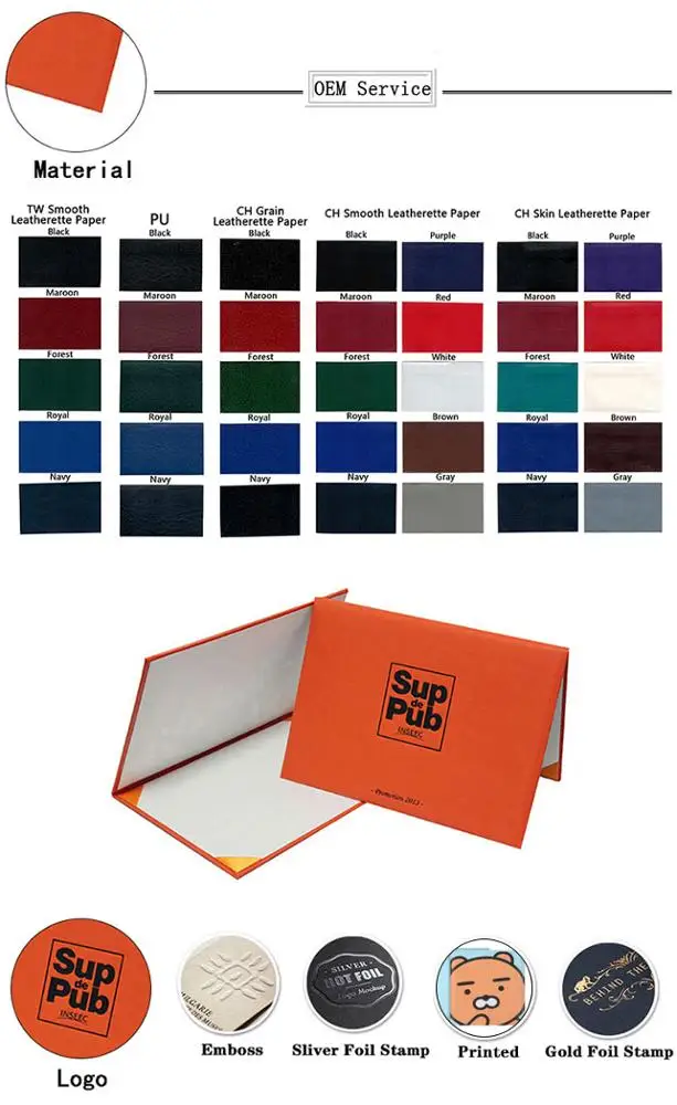 Custom Foil Gold Tent Style A4 Degree Certificate Cover Diploma Holder with Logo