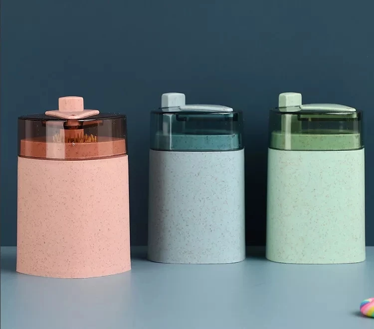 Automatic Toothpick Box Wheat Straw Toothpick Holder Container Portable Pop-up Toothpick Dispenser Box