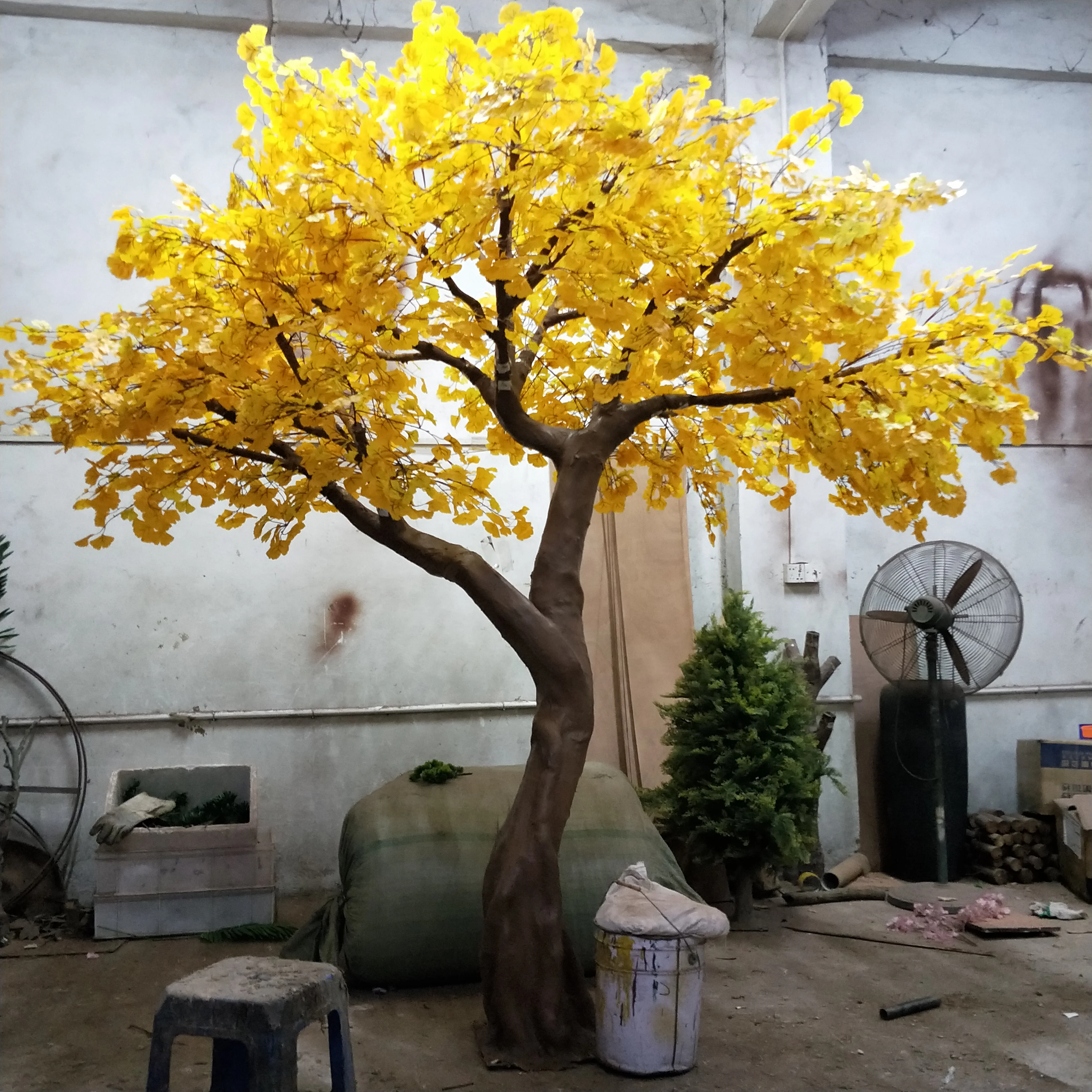 Artificial plants & greenery ginkgo leaves red yellow plant simulation tree landscaping decorative ginkgo tree