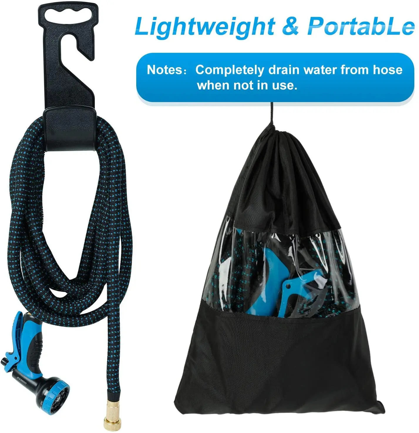 
New 2021 75 Ft Garden Expandable Hose Extra Strong Water Hose with 8 Function Zinc Nozzle, Solid Brass Fittings 