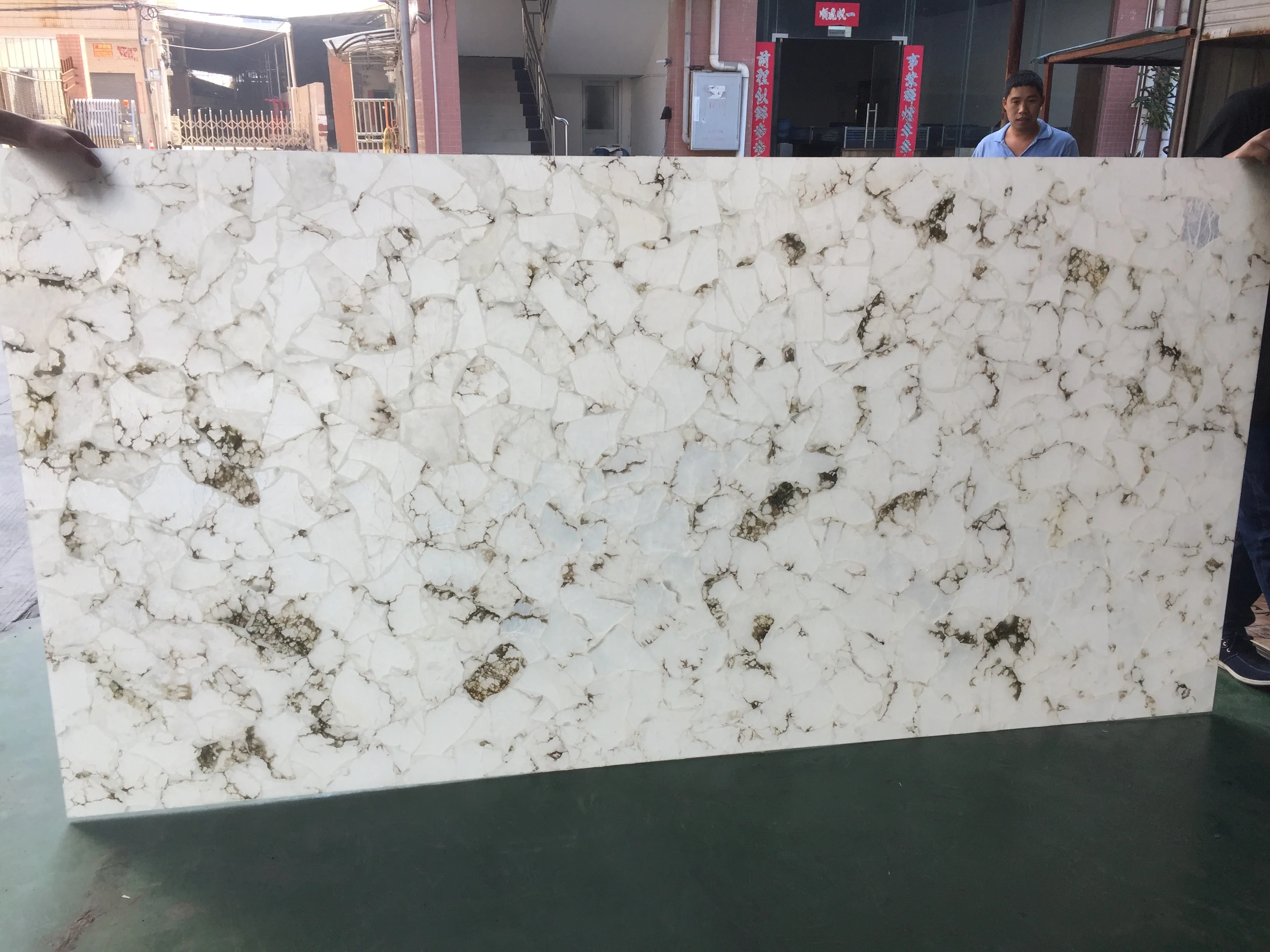 Big Slab Stone White Onyx Slices Translucent Polished Alabaster Counter Top sheet