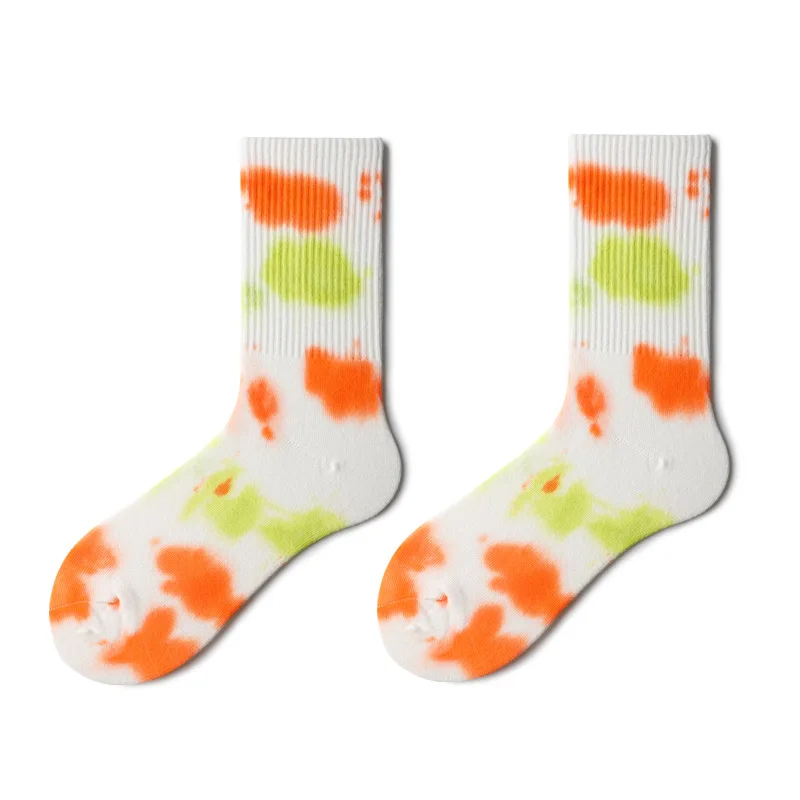 Hot Sale Custom Design Colorful Tie Dye Tech Mens Socks Hip Hop Sports Street Wear Socks