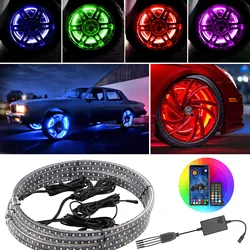 Led Car Hub Light APP/Remote Control Auto Wheel Ring Strip Adjustable Waterproof Decoration Atmosphere Light Rgb Neon Lamp 4PCS