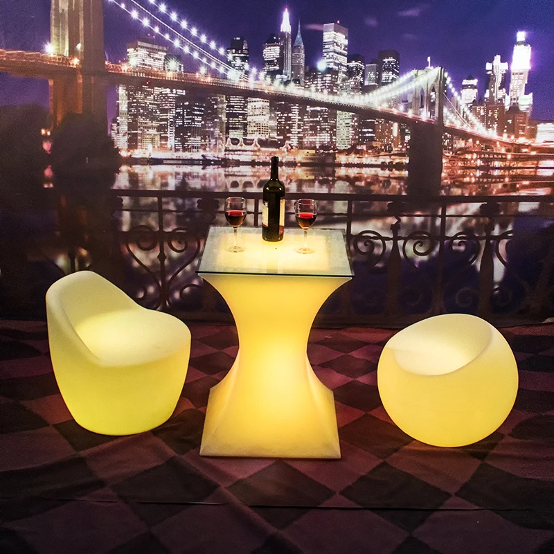 led bar table set with cushion LED Lighted Bar Table Stool Pool table