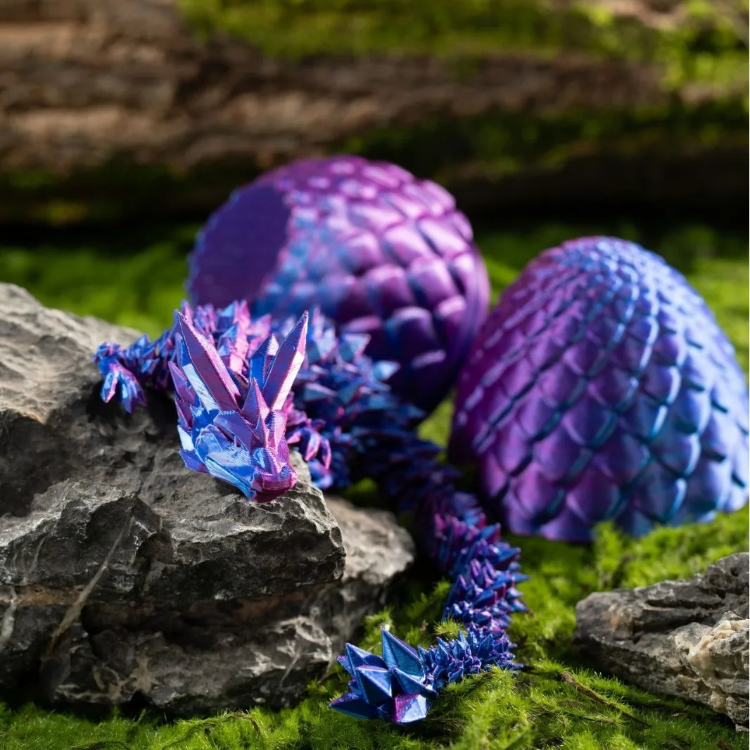 3d printed multi-color Dragon Egg figure 30cm Flexible Articulated Crystal Dragon Fidget Toys for gift and decoration
