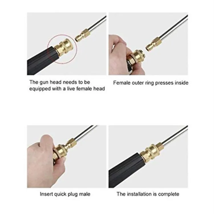 High Pressure Washer Rod Cleaner Attachment for Lance Wand 1/4 Quick Connect Rotary Extension Curved Rod