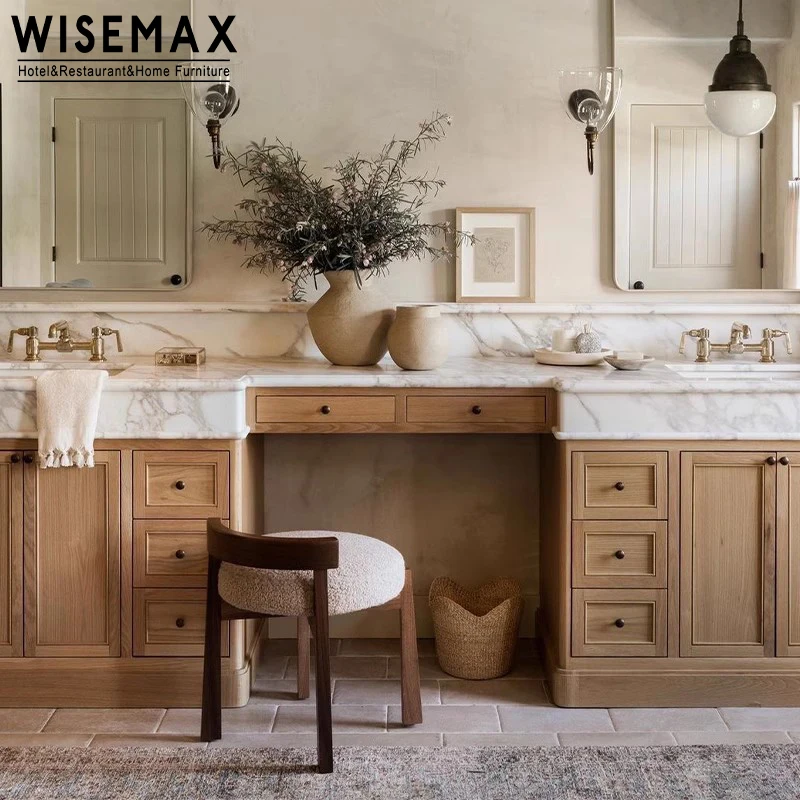 WISEMAX FURNITURE Italian style dressing chair ash wood brown comfy fabric round modern high bar chair for apartment restaurant
