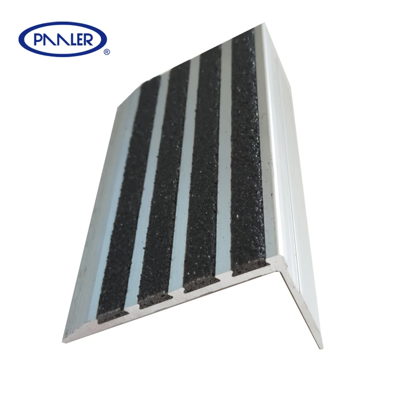 Professional Non-Slip Emery Stair Parts Metal Edging Strip Stair Nose Aluminum Stair Nosing For Step Safety