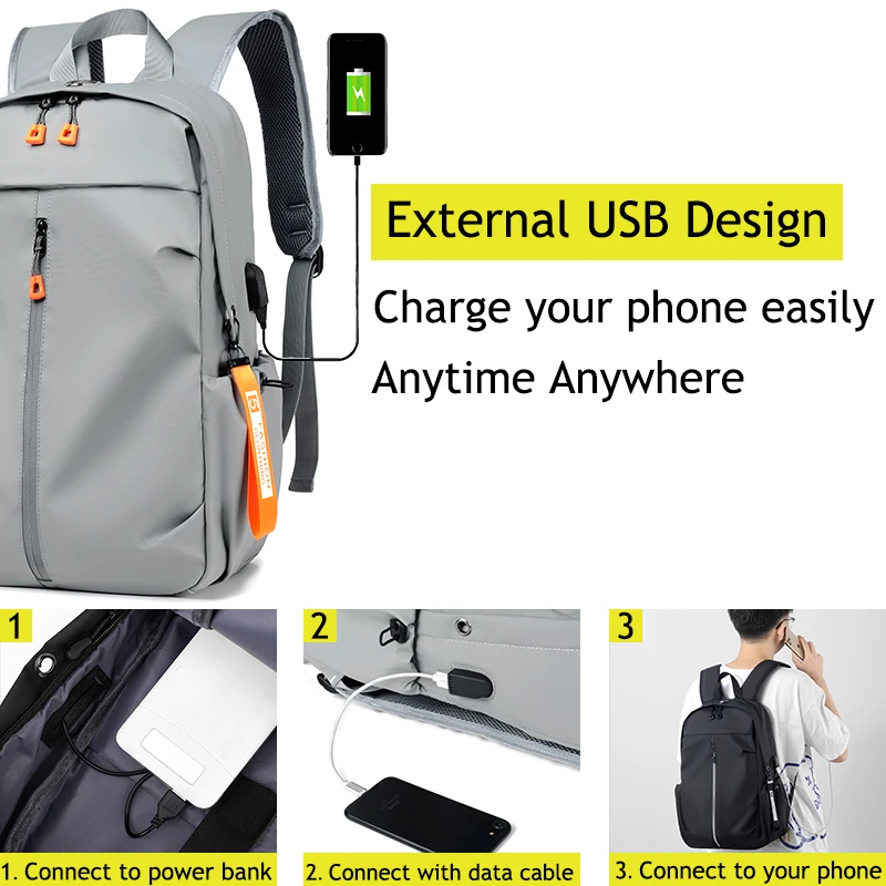 New waterproof backpack bags backwoods laptop bags anti theft for men backpacks with usb charging port smart black laptop bag