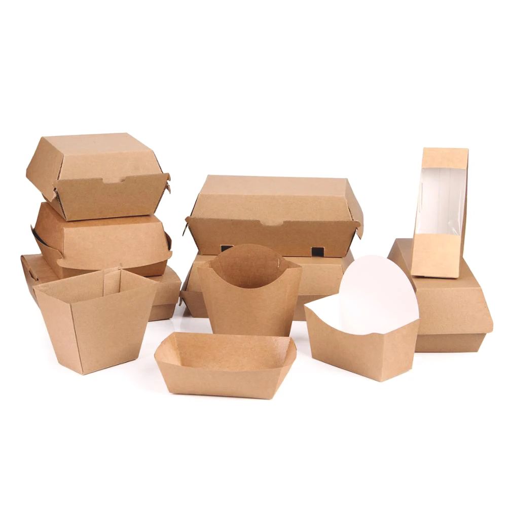 
Various series of kraft for food biodegradable box for soaps Disposable burger box black 