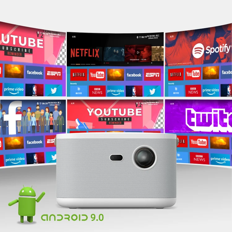 Модный дизайн 1080P Full HD 1650ANSI люмен 3D 4K видеопроектор Andorid 9,0 BT 5,0 Wi-Fi Bluetooth портативный смарт-проектор