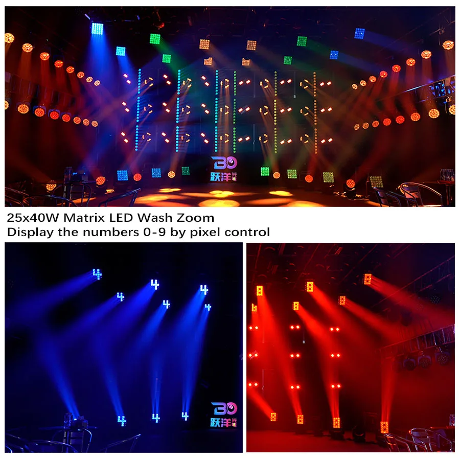 25x40W Wash Zoom Strobe Matrix Dmx Moving Head 4 in 1 Rgbw Stage Lights Double Face Led Moving Headlight