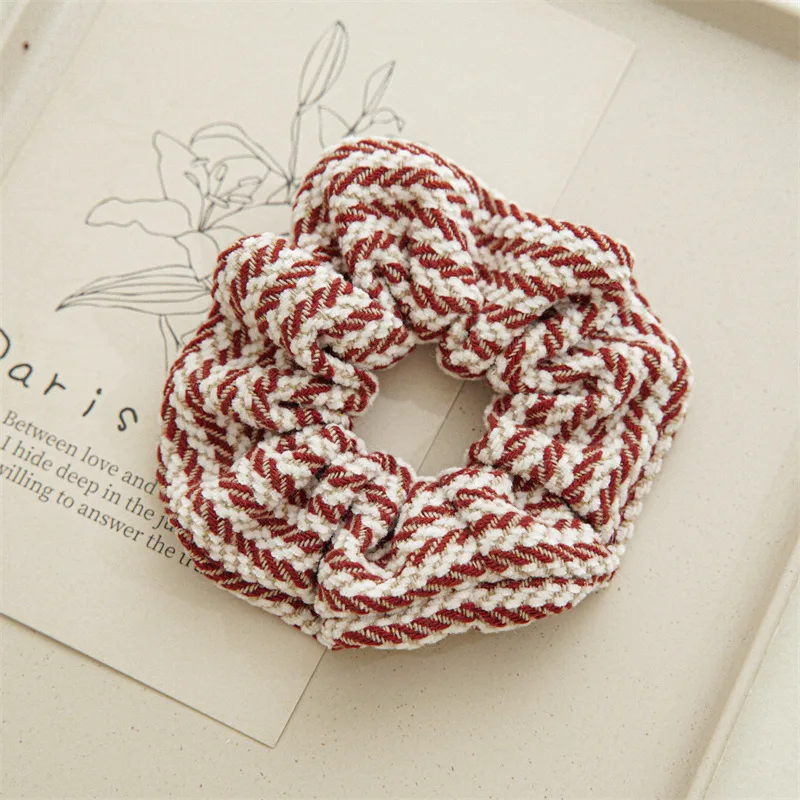 CLARMER Autumn and winter new design mix color stripe women hair accessory handmade custom fabric cover elastic hair scrunchies