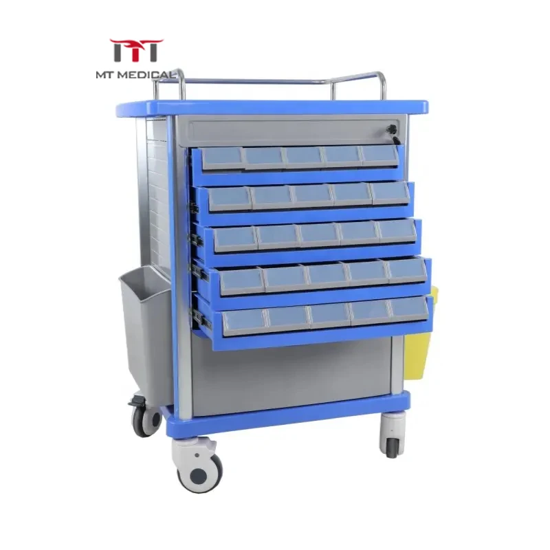 MT MEDICAL Double-sided Hospital furniture ABS Nursing Clinical Medicine Emergency Trolley