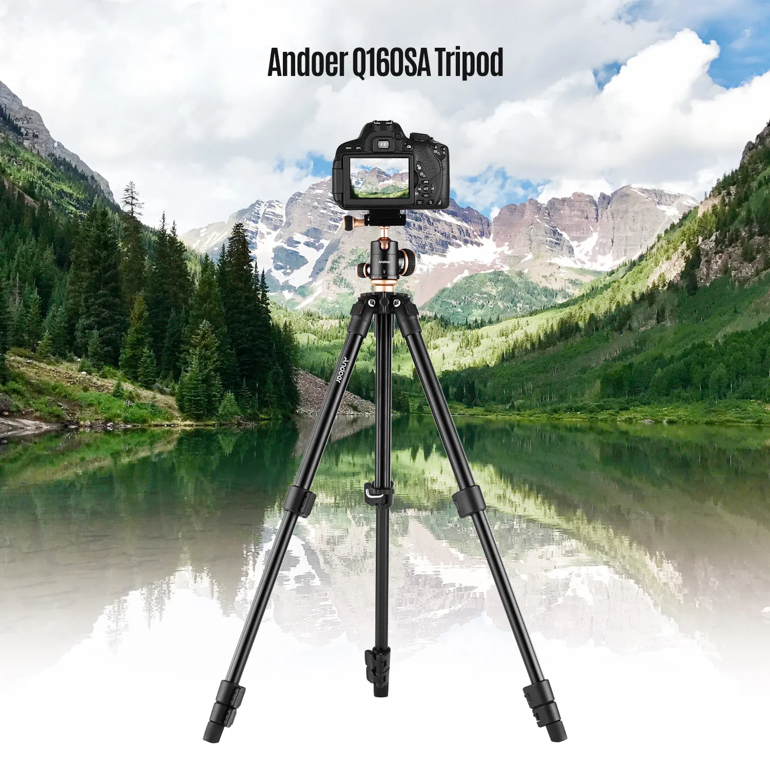 Andoer Q160SA Adjustable Height Portable Travel Camera Tripod Stand Complete Tripods for