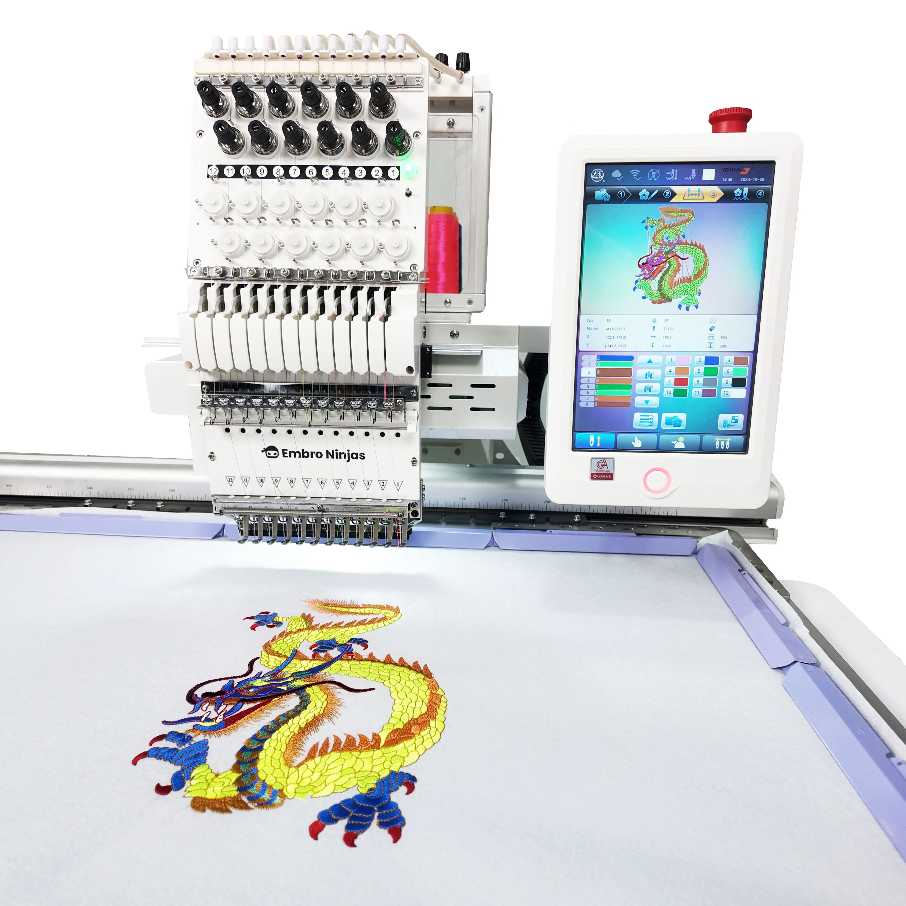 Ручной вышивальный станок Embro Ninjas с одной головкой 12 иглами 1 Рабочий стол на заказ для домашнего использования магазины розничной торговли и печати